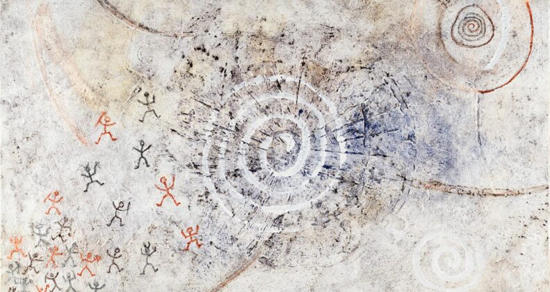 Work with Palaeolithic pigments on canvas